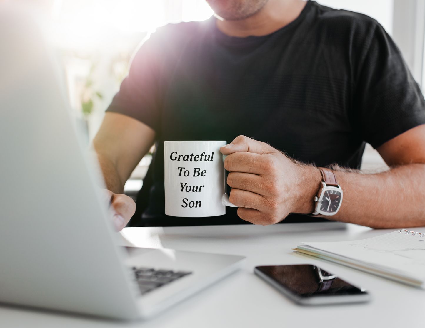 Happy Father's Day Grateful To Be Your Son Mug - Left-handed mug